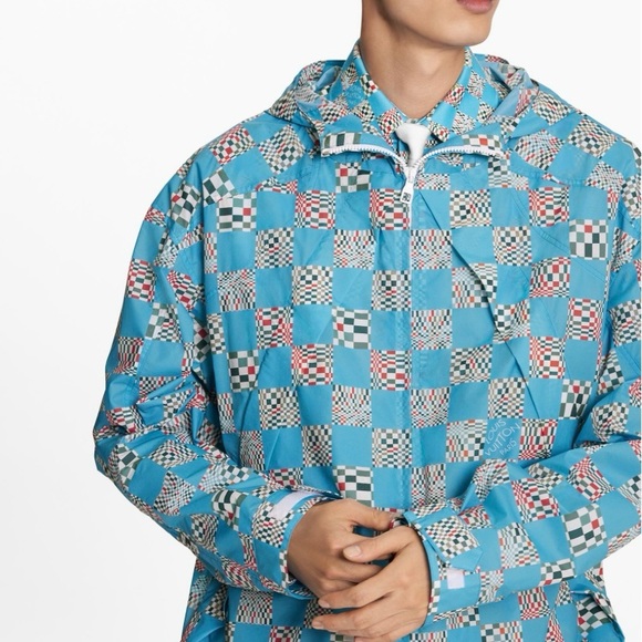 BRAND NEW Louis Vuitton Virgil Abloh Distorted Damier Blue Hooded Parka Jacket - Picture 5 of 5